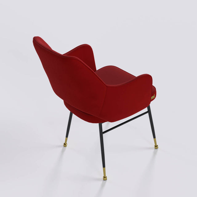 Vendow Lounge Chair In Powder Coated + Gold Caps Metal Base | 1922