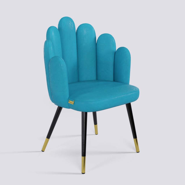 Finger Lounge Chair in Powder Coated + Gold Caps Metal Base | 1930