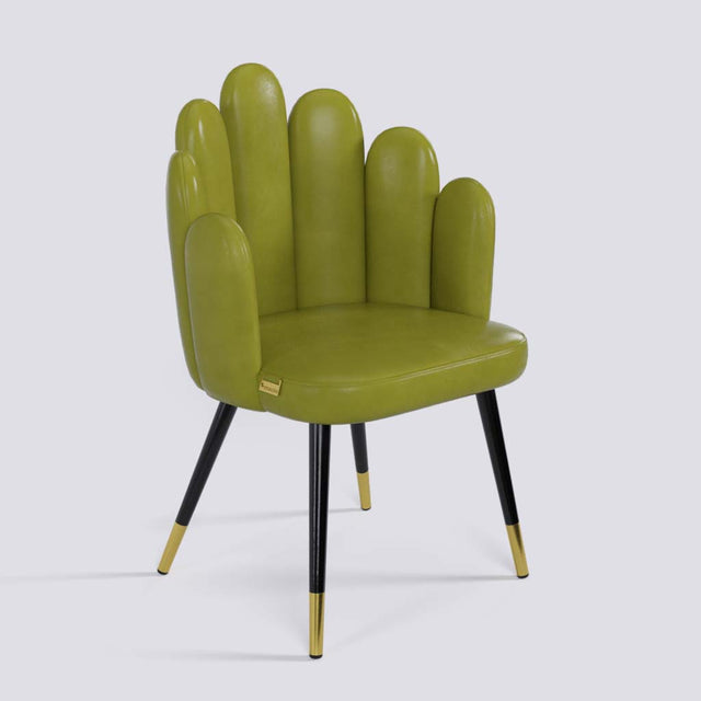 Finger Lounge Chair in Powder Coated + Gold Caps Metal Base | 1930