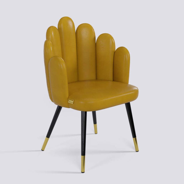 Finger Lounge Chair in Powder Coated + Gold Caps Metal Base | 1930