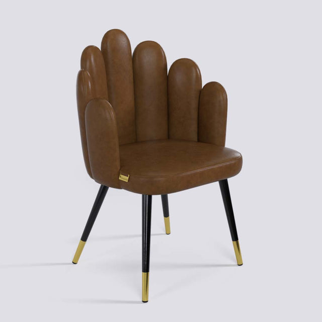 Finger Lounge Chair in Powder Coated + Gold Caps Metal Base | 1930