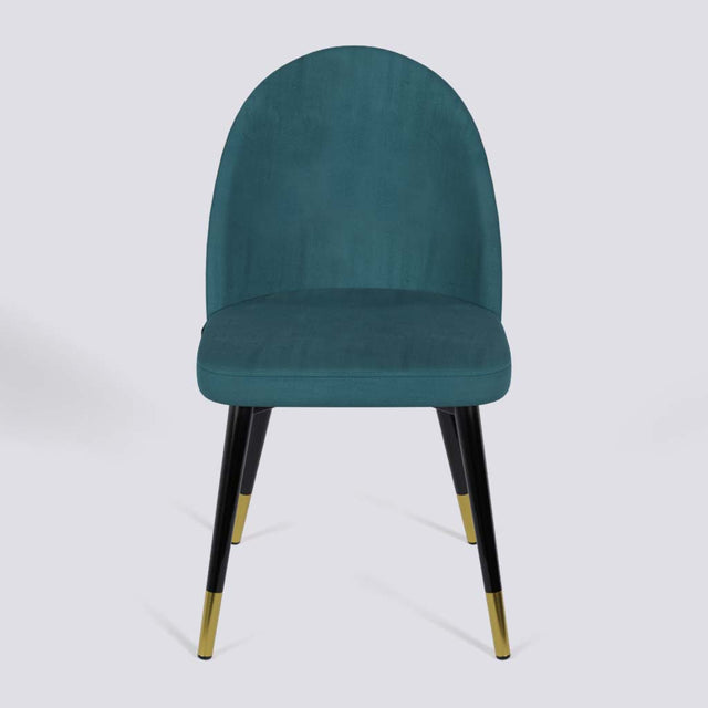 Regal Dining Chair In Powder Coated + Gold Caps Metal Base | 485