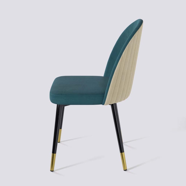 Regal Dining Chair In Powder Coated + Gold Caps Metal Base | 485