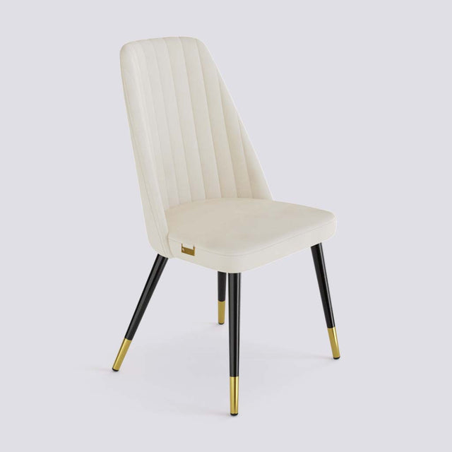 Ruston Dining Chair In Powder Coated + Gold Caps Metal Base | 489