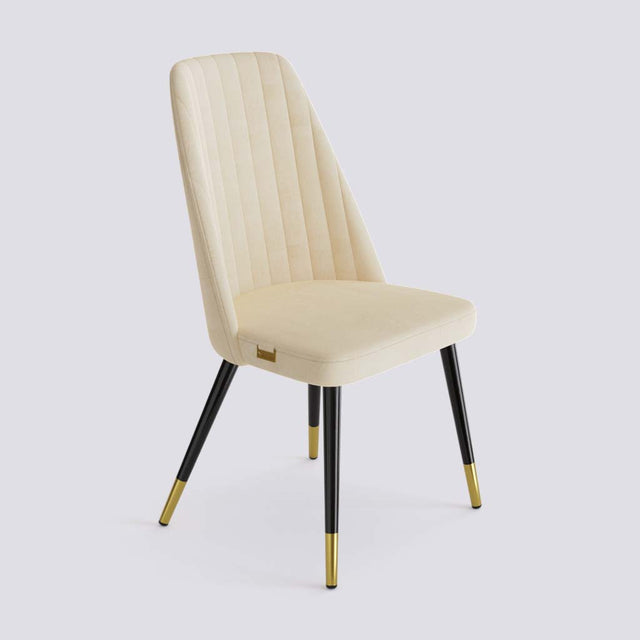 Ruston Dining Chair In Powder Coated + Gold Caps Metal Base | 489