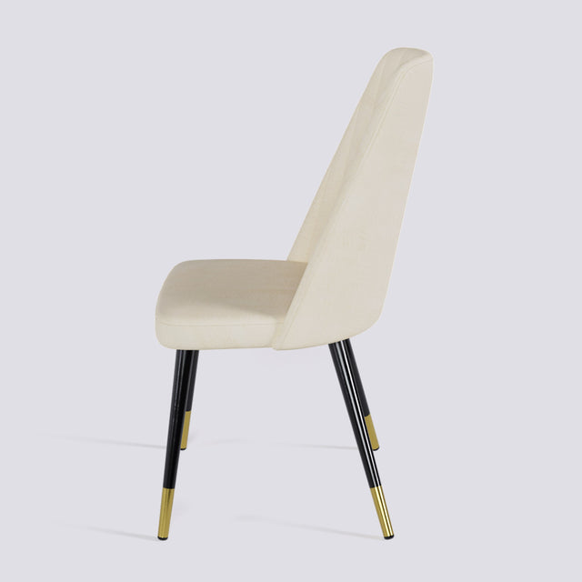 Ruston Dining Chair In Powder Coated + Gold Caps Metal Base | 489