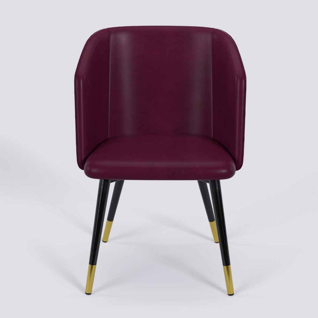 Modish Dining Chair In Powder Coated+Gold Caps Metal Base | 491