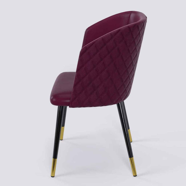 Modish Dining Chair In Powder Coated+Gold Caps Metal Base | 491