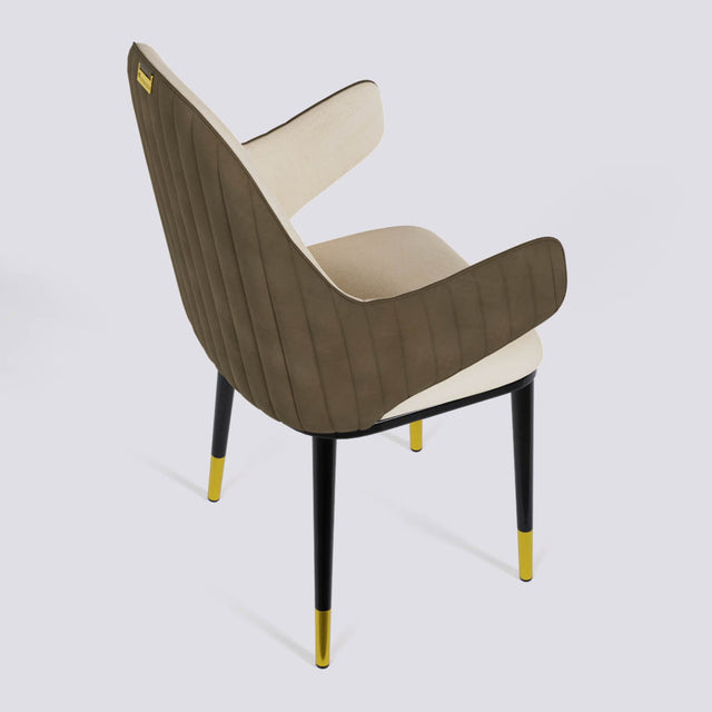 Hugzi Dining Chair In Powder Coated + Gold Caps Metal Base | 492