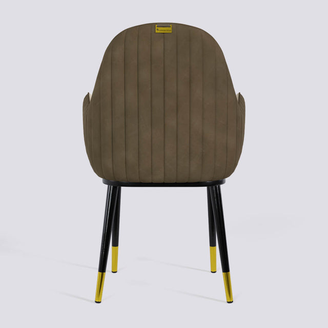 Hugzi Dining Chair In Powder Coated + Gold Caps Metal Base | 492