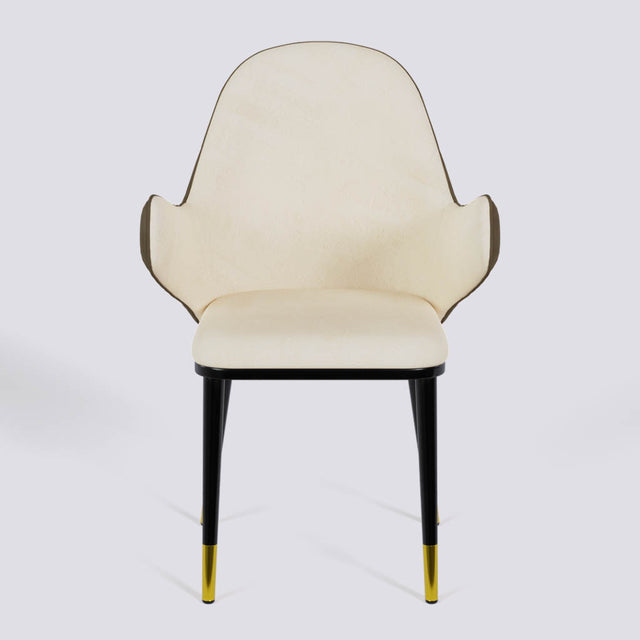 Hugzi Dining Chair In Powder Coated + Gold Caps Metal Base | 492