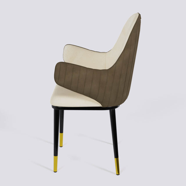 Hugzi Dining Chair In Powder Coated + Gold Caps Metal Base | 492