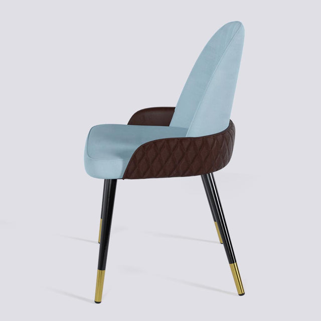 Birken Dining Chair In Powder Coated + Gold Caps Metal Base | 493