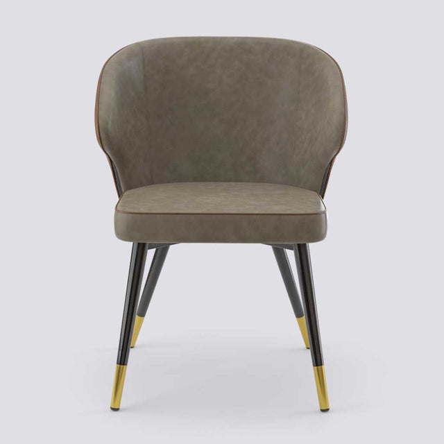 Rocky Dining Chair in Powder Coated + Gold Caps Metal Base | 494