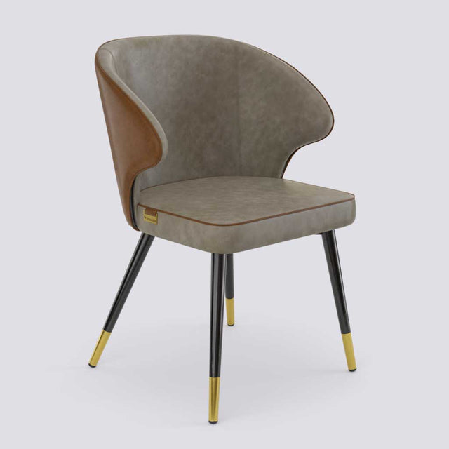 Rocky Dining Chair in Powder Coated + Gold Caps Metal Base | 494