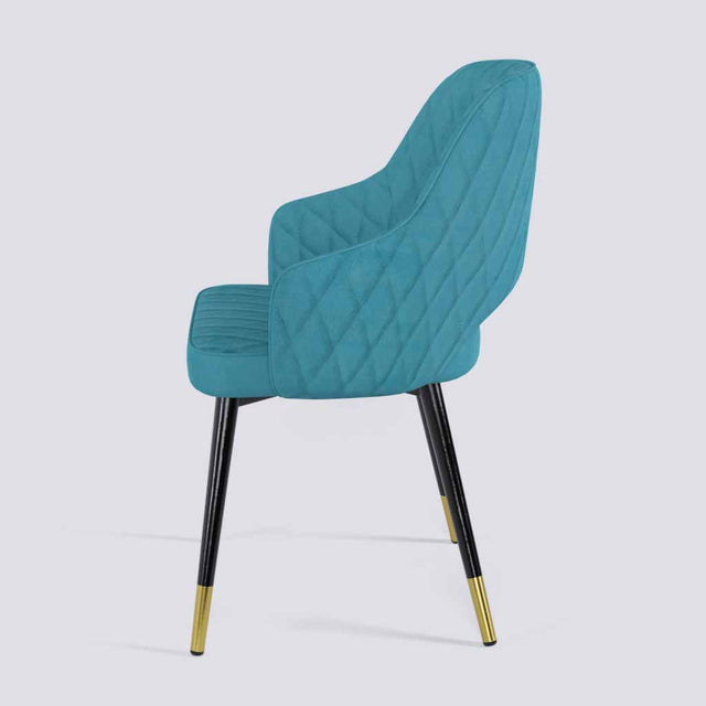 Mozza Dining Chair In Powder Coated + Gold Caps Metal Base | 502