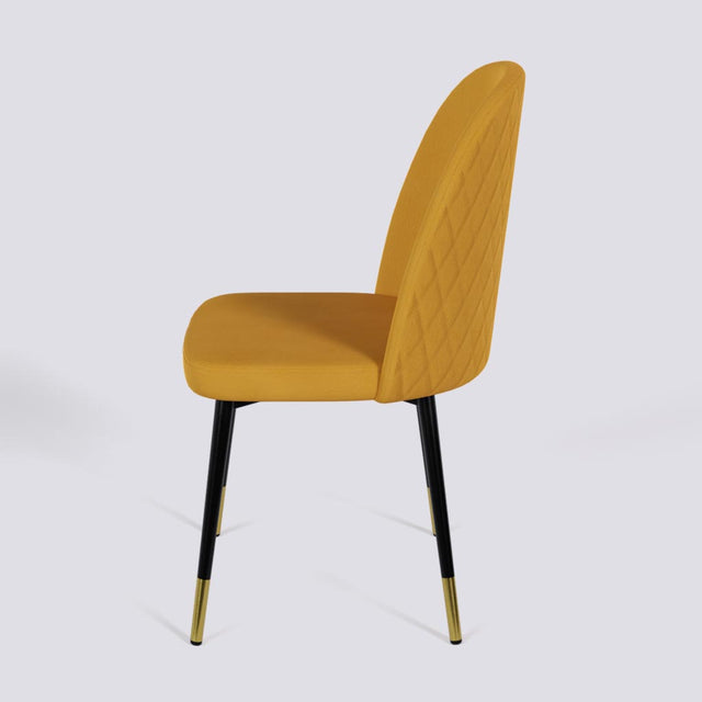 Fuze Dining Chair In Powder Coated + Gold Caps Metal Base | 495