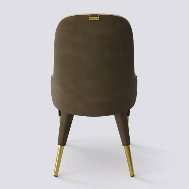 Iconic Dining Chair In Wooden Polish + Gold Cap | 503