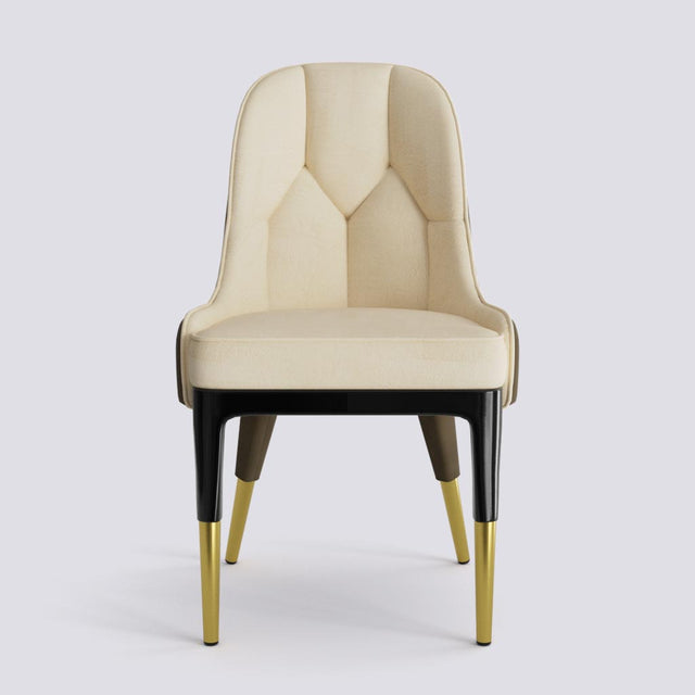 Iconic Dining Chair In Wooden Polish + Gold Cap | 503