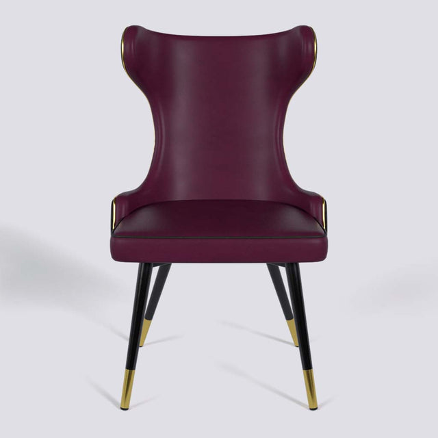 Empress Dining Chair in Powder Coated + Gold Caps Metal Base | 509