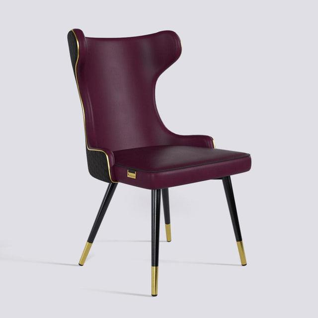 Empress Dining Chair in Powder Coated + Gold Caps Metal Base | 509