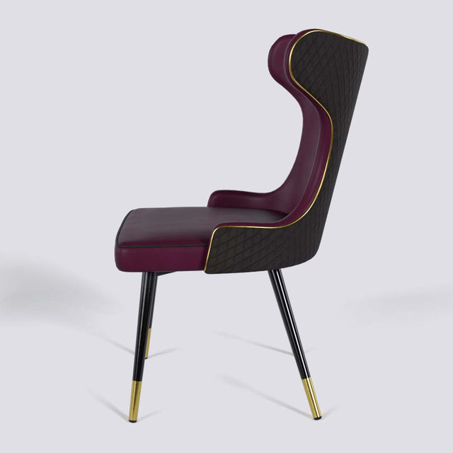 Empress Dining Chair in Powder Coated + Gold Caps Metal Base | 509