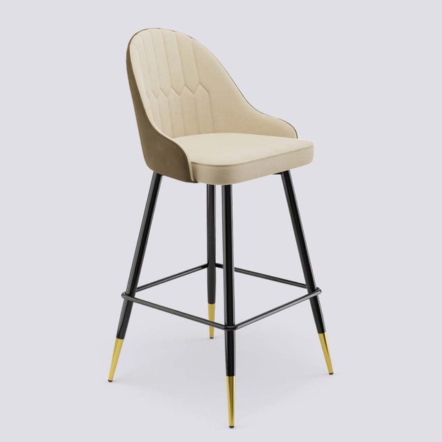 Valiant Bar Stool In Powder Coated + Gold Caps Metal Base | 627