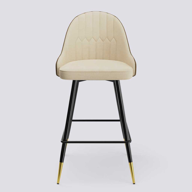 Valiant Bar Stool In Powder Coated + Gold Caps Metal Base | 627