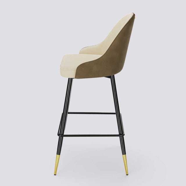 Valiant Bar Stool In Powder Coated + Gold Caps Metal Base | 627