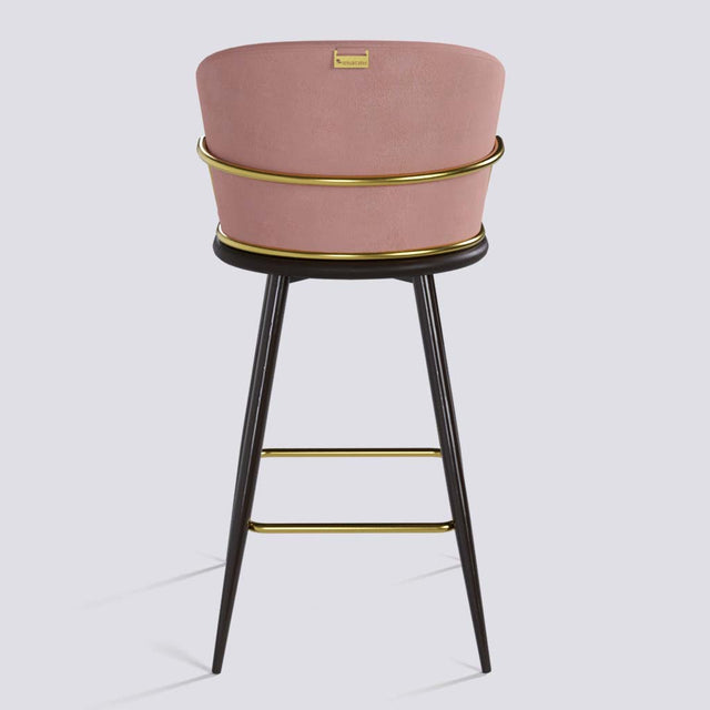 Grand Bar Stool In Brown Powder Coated + Gold Ring Metal Base | 630