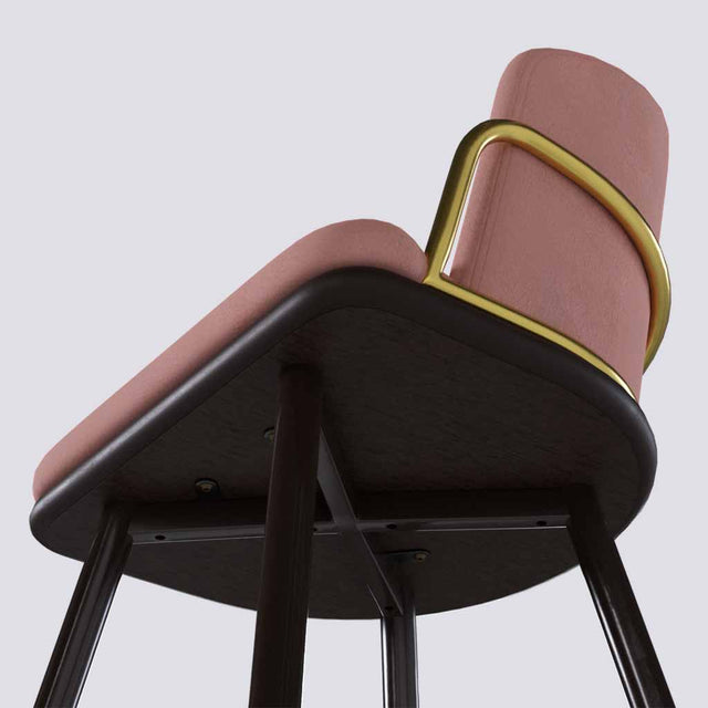 Grand Bar Stool In Brown Powder Coated + Gold Ring Metal Base | 630