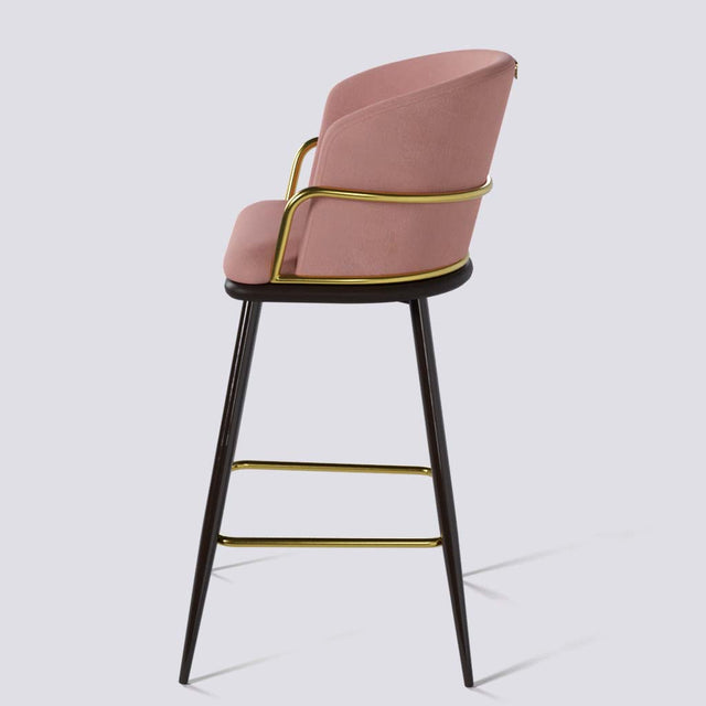 Grand Bar Stool In Brown Powder Coated + Gold Ring Metal Base | 630