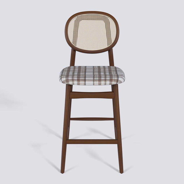 Fresco Bar Stool in Wooden Base With Cane (Printed) | 633