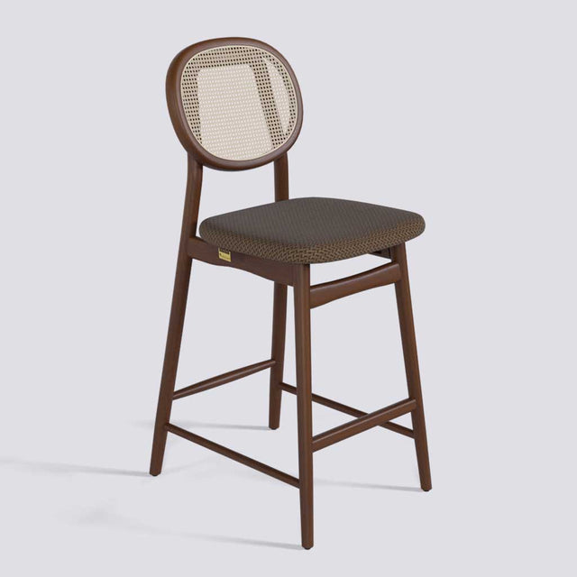 Fresco Bar Stool in Wooden Base With Cane (Printed) | 633