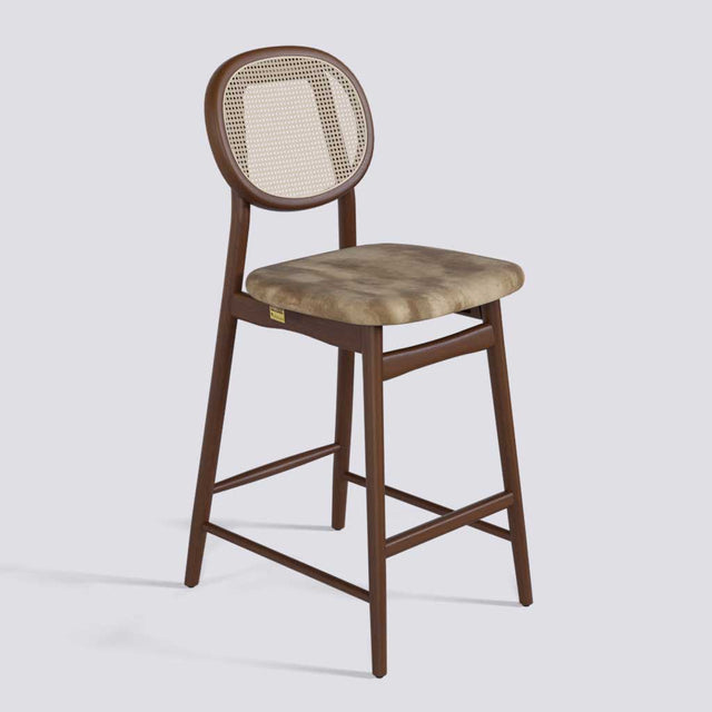 Fresco Bar Stool in Wooden Base With Cane (Printed) | 633