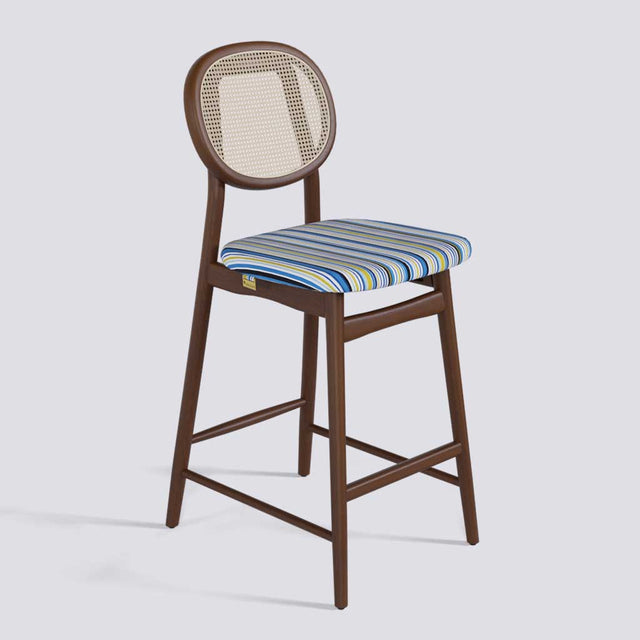 Fresco Bar Stool in Wooden Base With Cane (Printed) | 633