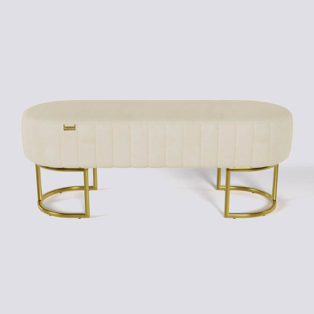 Oval Ottoman In Gold Electroplated Metal Base | 50" x 18"
