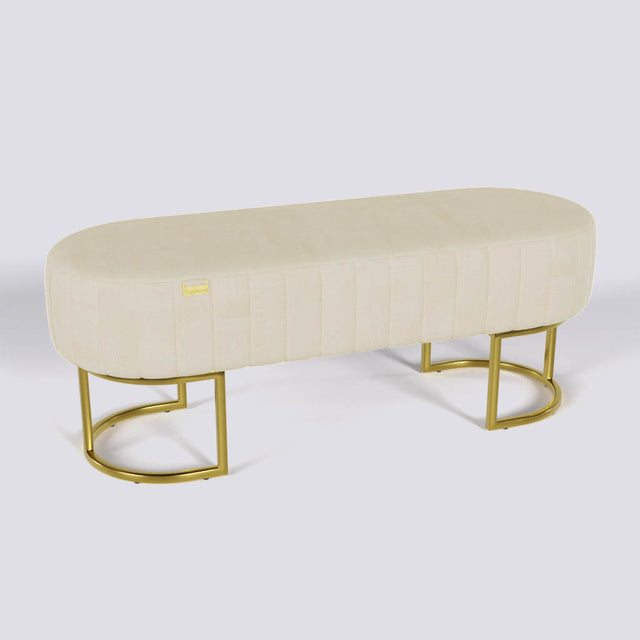 Oval Ottoman In Gold Electroplated Metal Base | 50" x 18"