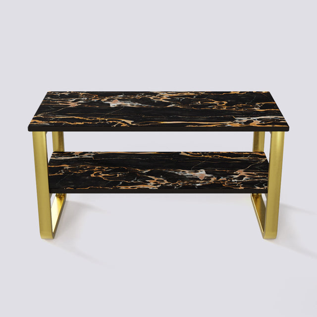 Bean Double Decker Coffee Table In Electroplated Metal Base | 1404