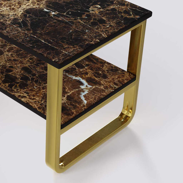 Bean Double Decker Coffee Table In Electroplated Metal Base | 1404