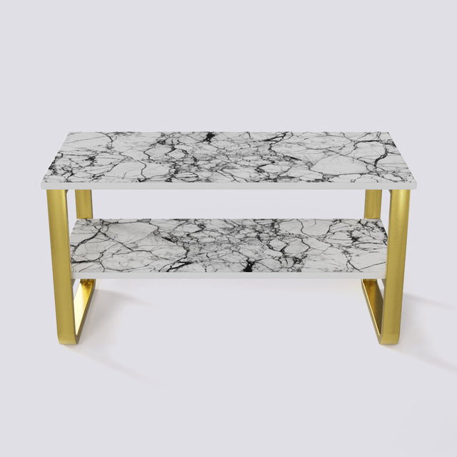 Bean Double Decker Coffee Table In Electroplated Metal Base | 1404