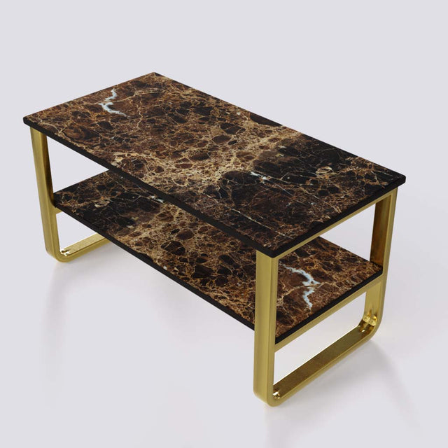 Bean Double Decker Coffee Table In Electroplated Metal Base | 1404