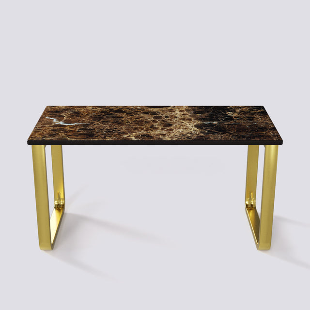 Bean Coffee Table In Electroplated Metal Base | 1403