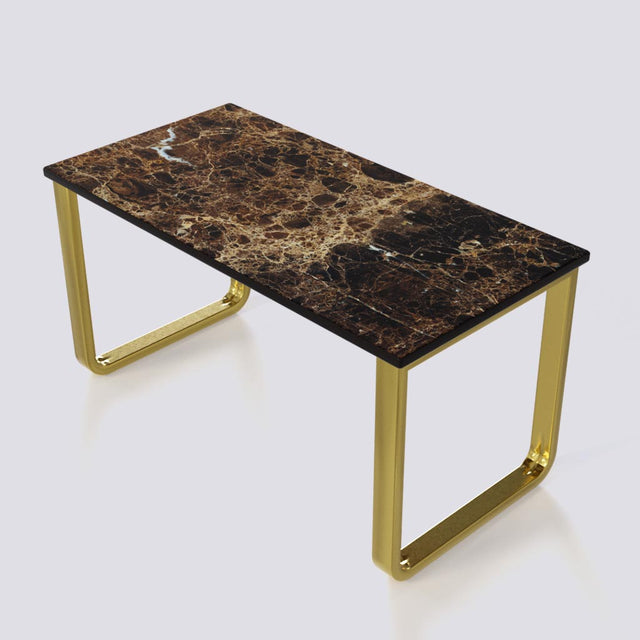 Bean Coffee Table In Electroplated Metal Base | 1403