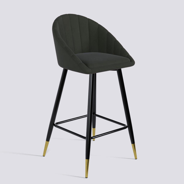 Bar Stool 605 In Powder Coated + Gold Caps Metal Base