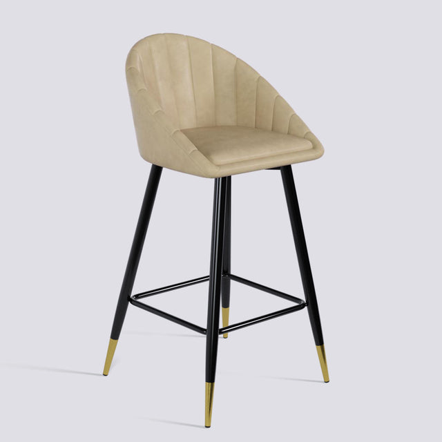 Bar Stool 605 In Powder Coated + Gold Caps Metal Base