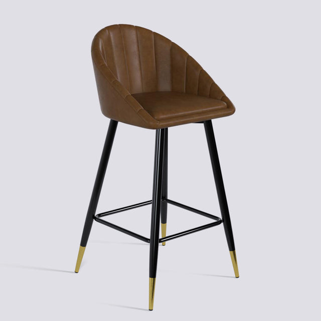 Bar Stool 605 In Powder Coated + Gold Caps Metal Base