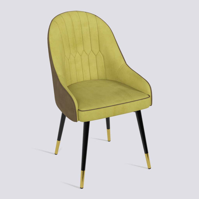 Dining Chair In Powder Coated + Gold Caps Metal Base | 405 Lite