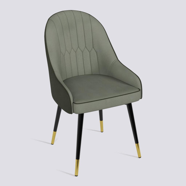 Dining Chair In Powder Coated + Gold Caps Metal Base | 405 Lite