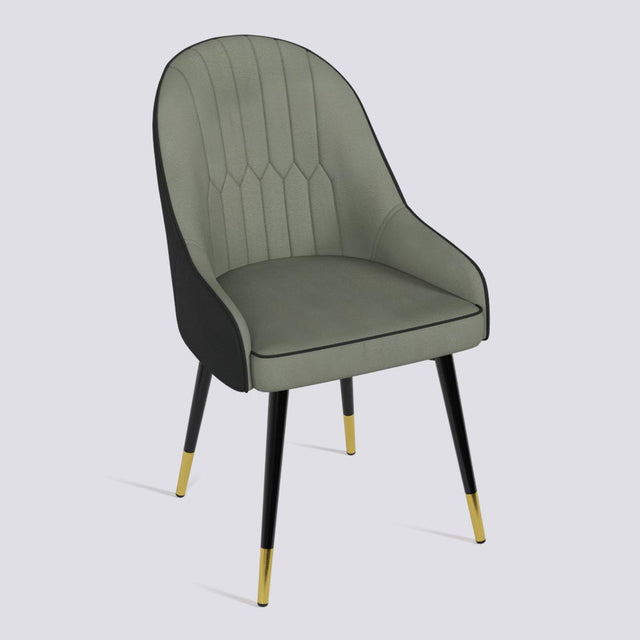 Dining Chair In Powder Coated + Gold Caps Metal Base | 405 Lite